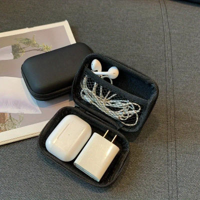 Elegante bolsa de almacenamiento de cables de datos para auriculares Eva, cargador portátil Simple, caja con cremallera para auriculares