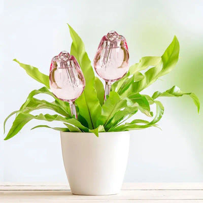 Dispositivo de Riego Creativo para Plantas de Tulipanes, Bola de Riego de Plástico Rosa, Goteador Automático para Plantas y Riego Automático