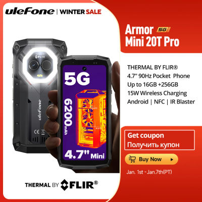 Ulefone Armor Mini 20T Pro 5G THERMAL BY FLIR® Teléfono robusto de 4,7" Teléfono inteligente Android 14 ROM de 256 GB Teléfono móvil Imagen térmica