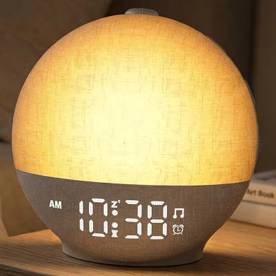 Luz Despertador USB con Sonido Blanco, Altavoz Bluetooth con 30 Sonidos Relajantes, Reloj Despertador con Luz Ambiental para Personas con Dificultad para Dormir