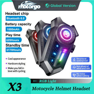 X3 motocicleta Bluetooth 6,0 casco auriculares luces tricolores auriculares IPX6 soporte impermeable conexión 2 teléfonos mismo tiempo