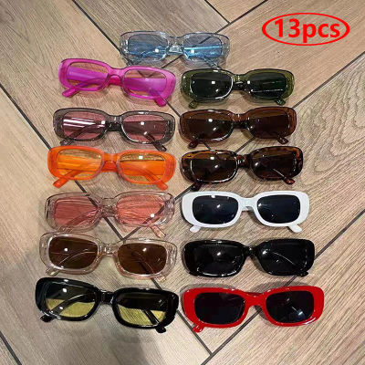 13 Uds. Gafas de sol cuadradas pequeñas para mujer, gafas de sol Retro para hombre, gafas clásicas de viaje rectangulares de colores caramelo para mujer UV400