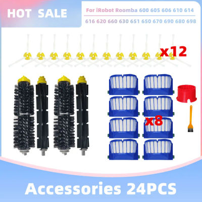 Compatible con iRobot Roomba Serie 600 605 614 620 660 630 631 650 651 655 660 671 680 691 692 694 697 698 585 595 Piezas de Repuesto Accesorios Cepillo Principal Lateral Filtro HEPA