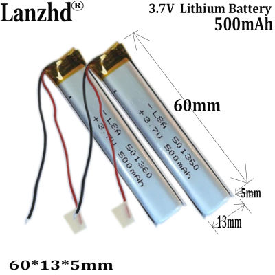 Batería de polímero de litio de 3,7 V para bolígrafo de grabación, puntero láser, barra de luz LED recargable, Bluetooth 500, 501360 mAh