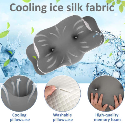 Almohada con forma de trompa de elefante, almohada de espuma viscoelástica, soporte para el cuello, almohada transpirable de seda fría para el cuello, almohada de masaje ajustable para el cuello,