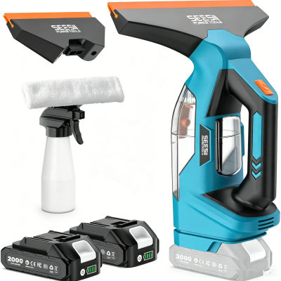 Limpiador de ventanas inalámbrico Seesii, 2 unidades, batería de 2,0 mAh, 2 boquillas de succión, aspirador de ventanas de 28-17 cm, tanque extraíble de 150 ml, máquina limpiadora de ventanas