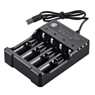 Cargador USB de 4 ranuras con carga independiente, batería de iones de litio de 4,2 V, 2X 3X 4X, cargador de batería recargable portátil para 18650, 26650, 16340