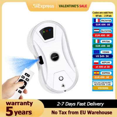 Liectroux YW610 Robot limpiacristales, Pulverizador Ultrasónico de Agua, Robot Aspirador Ultradelgado para Ventanas, Limpia Cristales Doméstico, Fregado en Seco y Húmedo, Ruta AI, Mando a Distancia