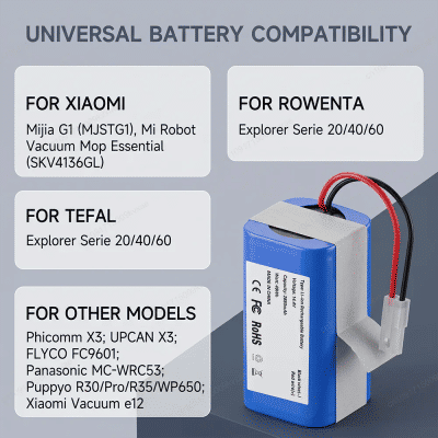 Batería Recargable de 14.4V para Aspiradora Tefal Explorer Serie 20 40 60, para Rowenta RS-RT900866 H18650CH-4S1P, Celda de Iones de Litio de 3500mAh