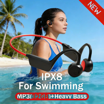 Auriculares de Conducción Ósea IPX8 Impermeables MP3 32GB Bluetooth 5.4 Inalámbricos con Micrófono Manos Libres para Natación, Deportes y Fitness