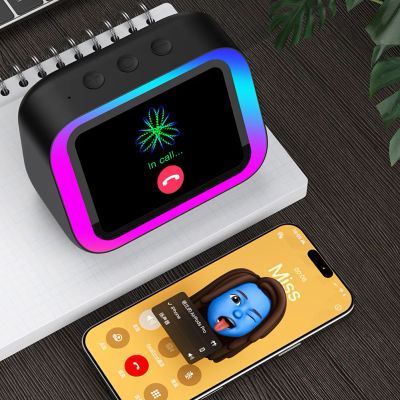  Reloj Despertador Inteligente con Altavoz Bluetooth, Regalo para el Hogar, Asistente de Voz con IA, Pronóstico del Tiempo, Luces RGB, Reproductor de Música, Álbum de Fotos Electrónico
