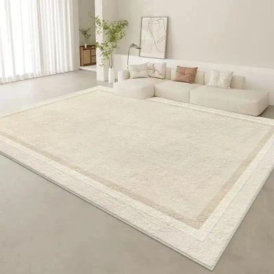Alfombra de alta calidad para sala de estar, alfombra ligera de lujo de alta gama para sofá, estilo crema, dormitorio, hogar, estilo wabi-sabi, Carpe liso
