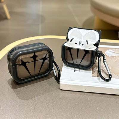 Funda minimalista para auriculares Black Star para AirPods Pro 3/Pro 2/Pro, funda para auriculares AirPods 4/3/2/1, funda a prueba de golpes con mosquetón