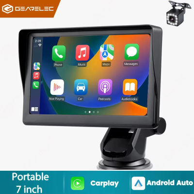 Reproductor multimedia de video para coche con pantalla táctil de 7 pulgadas, universal, portátil, con CarPlay inalámbrico, Android Auto, Bluetooth y FM.