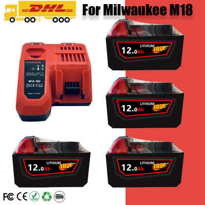 Para batería Milwaukee de 18V M18-HB3, batería de alta energía de 12AH, cargador original Milwaukee M12-18FC 48-11-1815