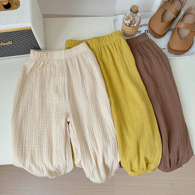 Ropa para niños de 9m a 6 años, pantalones finos antimosquitos de Color sólido, pantalones informales sueltos para bebés y niñas, bombachos sencillos de moda