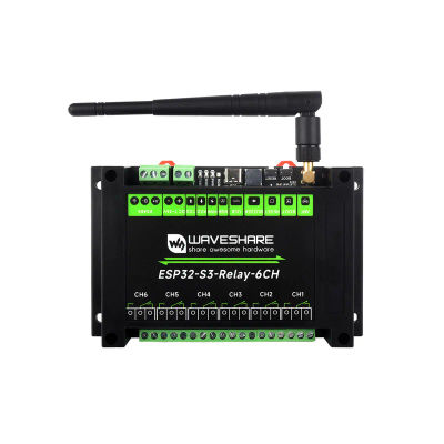 Módulo de relés WiFi industrial de 6 canales Waveshare ESP32-S3, con Bluetooth, RS485 e interfaz Pico HAT.