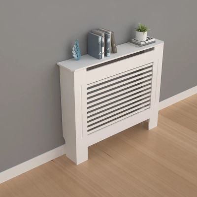 Cubierta de Radiador de 100 cm, Moderna, de MDF con Listones de Madera, Mueble para Sala de Estar, Dormitorio o Pasillo, para Decoración de Habitaciones