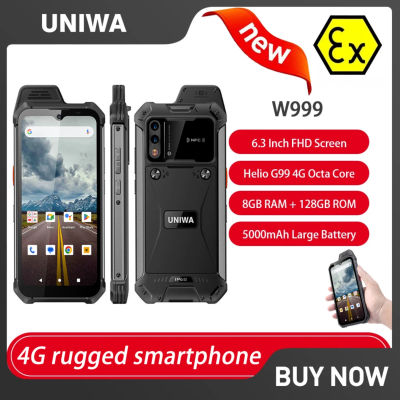 UNIWA W999 ATEX teléfonos inteligentes a prueba de explosiones resistentes IP68 6,39 "FHD Andriod13 8GB + 128GB 5000mAh Walkie Talkie PTT NFC teléfono móvil