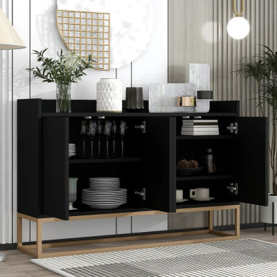 Rosahqnda-aparador con 4 puertas, mueble de almacenamiento tipo Buffet Modren sin manija para comedor, cocina, sala de estar, 120x30x80cm