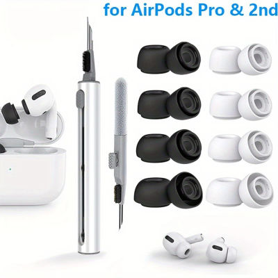 4 Pares de Almohadillas de Silicona Líquida para Airpods Pro 1 2, Reducción de Ruido, Tapones para los Oídos, Incluye Lápiz de Limpieza