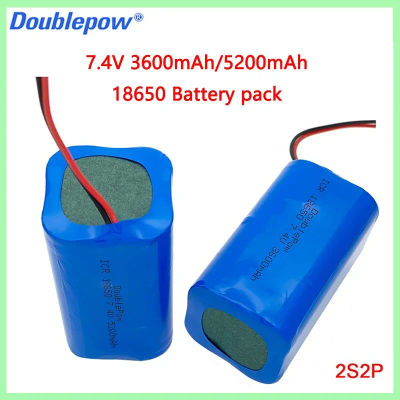 Batería recargable de 7,4 V, 3600mAh/5200mAh, baterías 18650 2S2P para Altavoz Bluetooth, luz Solar, Monitor + placa protectora