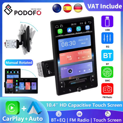 Podofo 10,4 ''HD 1Din reproductor MP5 Carplay Android Auto reproductor Multimedia estéreo para coche enlace de espejo Bluetooth Audio para coche Bluetooth FM