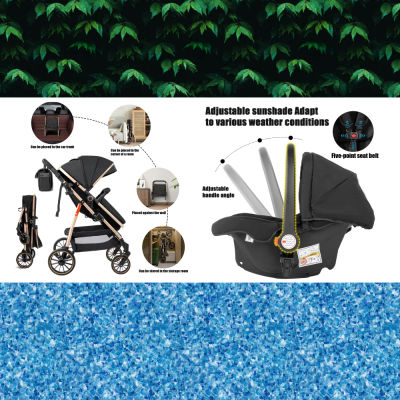 Cochecito 3 en 1, asiento de coche de lujo con diseño ergonómico para bebés, cochecito de viaje ligero, plegable y fácil de transportar, cochecito multifuncional para recién nacidos, diseño moderno y