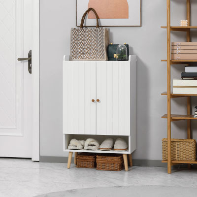 HOMCOM Mueble Zapatero con 2 Puertas para 15 Pares de Zapatos 60x33x100 cm