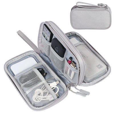 Bolsa de Almacenamiento para Cables, Impermeable, Organizador de Viaje, Portátil, de Doble Capa, para Cables, Cargadores USB
