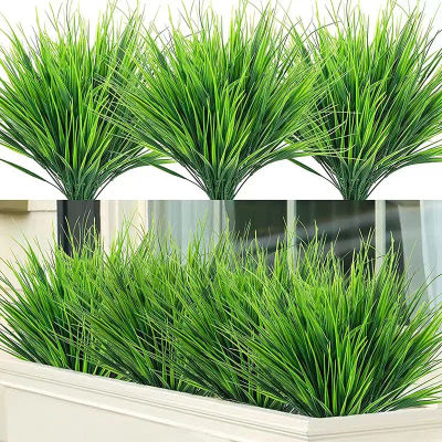 2 uds 7 tenedores/paquete de plantas artificiales, flores de plástico de hierba verde boda Primavera Verano sala de estar Navidad decoración del hogar