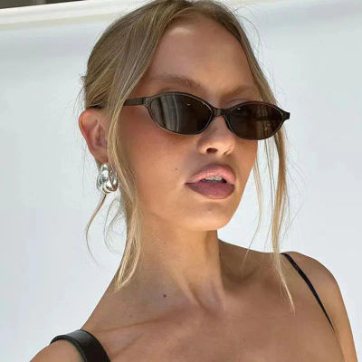 Gafas de Sol Retro con Marco Ovalado, Gafas de Sol Modernas para Mujer, Marco Pequeño, Estilo Punk, Ojo de Gato, Protección Solar UV400