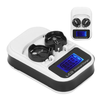 Cargador de batería de botón LCD, pantalla de cristal líquido ABS, baterías de botón recargables para LIR2016 LIR2025 LIR2032 ML2016 ML2025