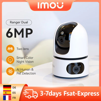 IMOU-cámara interior Dual Ranger de 6/8MP, visión nocturna inteligente a todo color, lente doble ancha, detección humana y de mascotas, Monitor de Audio bidireccional