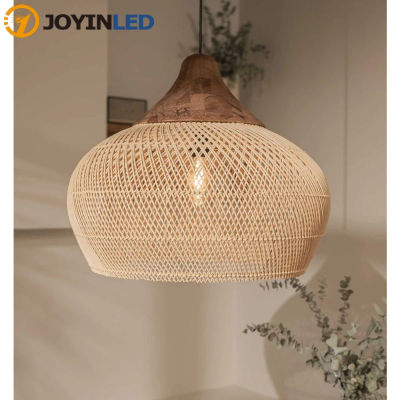 Lámpara de Techo de Mimbre Estilo Japonés JOYINLED, Grande, Hecha a Mano, Color Beige, para Sala de Estar, Comedor, Restaurante