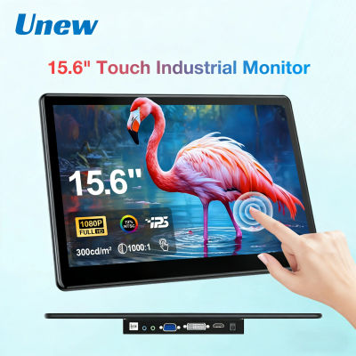Unew pantalla táctil de 15,6 pulgadas 1080P altavoces de pantalla IPS industriales con 75*75 VESA HDMI DVI VGA para Raspberry Pi portátil PC teléfono