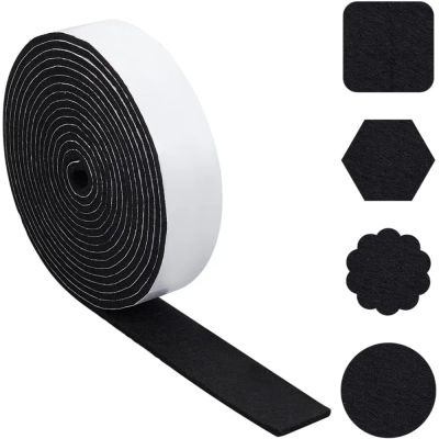 Cinta de fieltro autoadhesiva de 16,4 pies x 1,6 pulgadas, tira de fieltro adhesiva negra, fieltro trasero adhesivo, almohadillas de fieltro antideslizantes para muebles para proteger