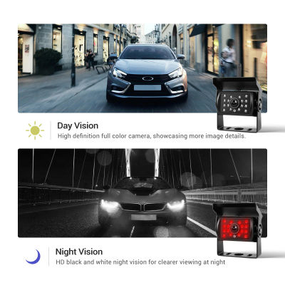 Monitor para coche Podofo de 7" y cámara de visión trasera inalámbrica con visión nocturna, 1080P, para aparcamiento y retroceso, con 2 cámaras, antiinterferencias, IP68, resistente al agua, para