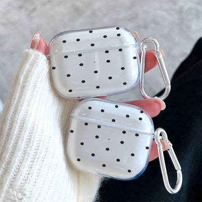 Funda protectora transparente vintage negra con lunares para auriculares AirPods 1/2/3/4, funda para AirPods Pro 3/Pro 2/Pro, cubierta protectora de TPU.