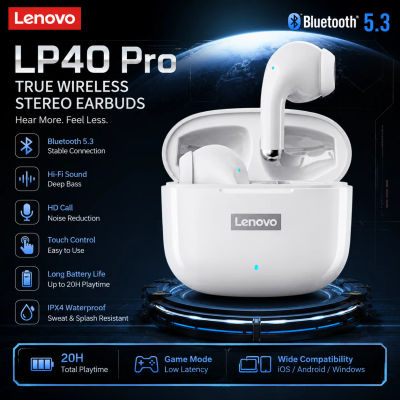 Audífonos Bluetooth Lenovo LP40 Pro, Baja Latencia, Control Táctil, Llamadas HD, Resistentes al Agua, Auriculares Inalámbricos para Gimnasio, Entrenamiento, Viajes, Juegos