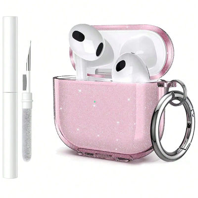 Funda para Apple Airpods Pro/Pro2/3/4, accesorios para auriculares, funda para auriculares inalámbricos con Bluetooth, brillo ostentoso suave con Kit de limpieza