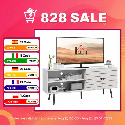 HOMCOM Mueble de TV para Salón con 2 Estantes Abiertos 145x38x65 cm Blanco