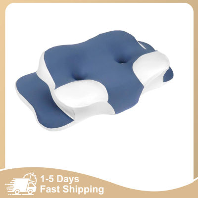 Almohada de espuma viscoelástica para el cuello, funda lavable extraíble de seda fría, almohada de soporte ergonómico de alta densidad para usuarios de todas las edades