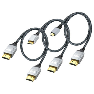Cable UHD 4K de 0.3M 1M 2M, Mini Micro HDMI 2.0, Cable Trenzado de Aluminio y Nailon para Laptop, Tablet, Cámara, Videocámara, Monitor