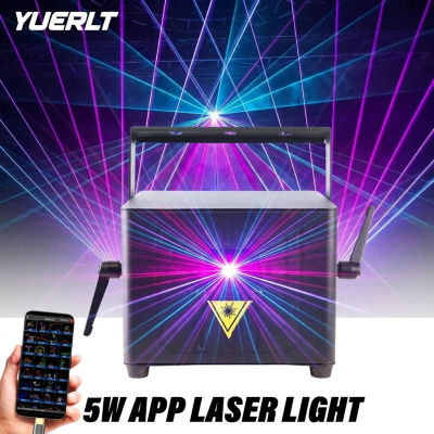 YUERLT - Proyector Láser Bluetooth de 5 W con Animación de Haz de Luz RGB, Escáner DMX512, Efecto de Luz para DJ, Discoteca, Bodas