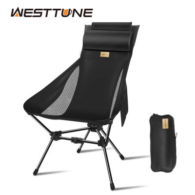 Silla WESTTUNE Camping Moon, silla plegable ultraligera para pesca con reposacabezas para relajarse, muebles plegables de viaje para ocio, Picnic