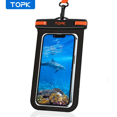TOPK E01 Bolsa impermeable para teléfono, bolsa seca universal para funda impermeable IPX8 para teléfono con cordón para iPhone Samsung de hasta 7,0 pulgadas