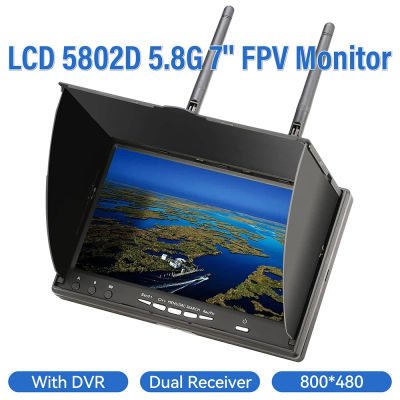 Monitor FPV 9IMOD LCD5802D con DVR 5,8G 40CH Monitor de pantalla LCD de 7 pulgadas 800x480 receptor de doble diversidad para Dron FPV