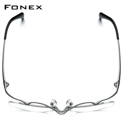 Montura de gafas de titanio FONEX para hombre, diseño de marca, gafas cuadradas semisin montura, gafas japonesas ultraligeras de media montura 85762