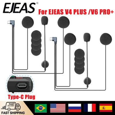 Original EJEAS V6 Pro +/v4 plus micrófono altavoz auriculares TYPE-C para casco de motocicleta intercomunicador Bluetooth interfono Full Duplex